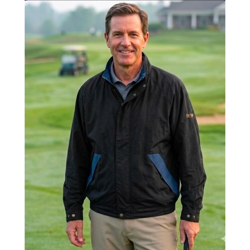 FootJoy DryJoys Mens Large Navy Blue Golf Waterproof Jacket Full Zip Performance